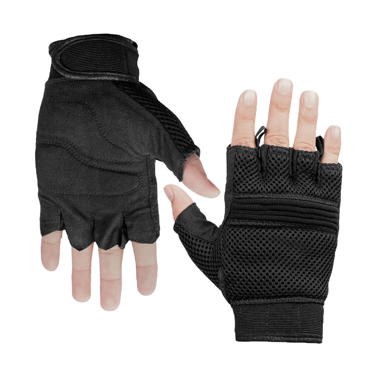 BSM3311 Synthetic Leather/ Mesh Fingerless Glove