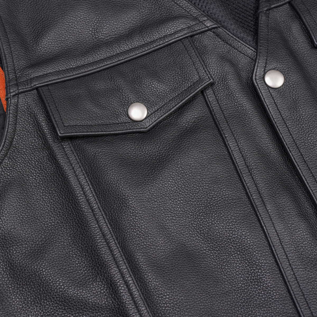 BSM1527 Men's Black Leather Vest with Side Laces and Gun Pockets