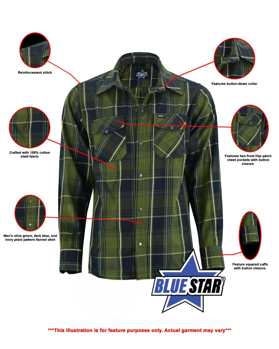 OLIVE ESSENCE MEN’S GREEN FLANNEL SHIRT