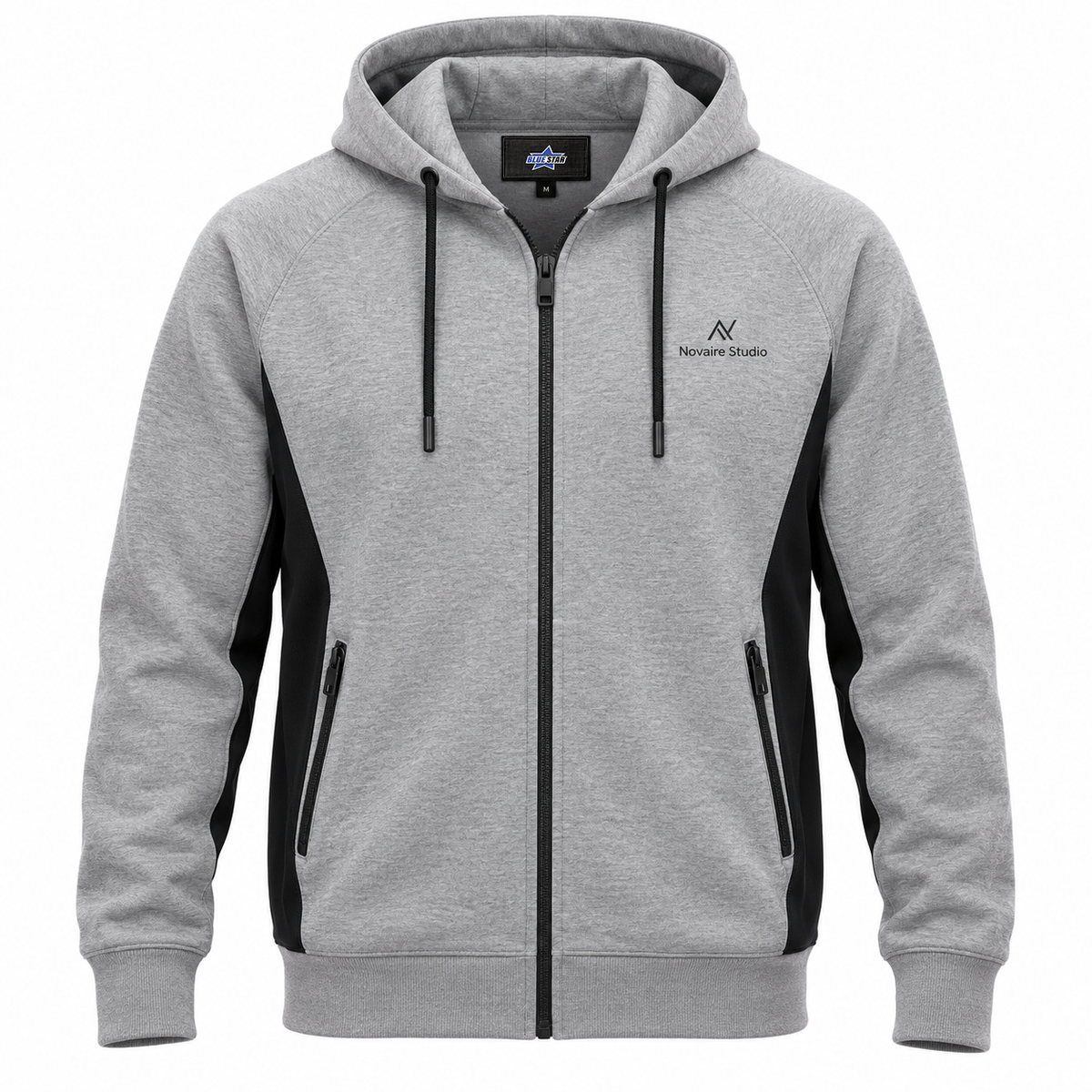 Custom Manufactured Athleisure Performance Lifestyle Pullover - Light Grey & Grey