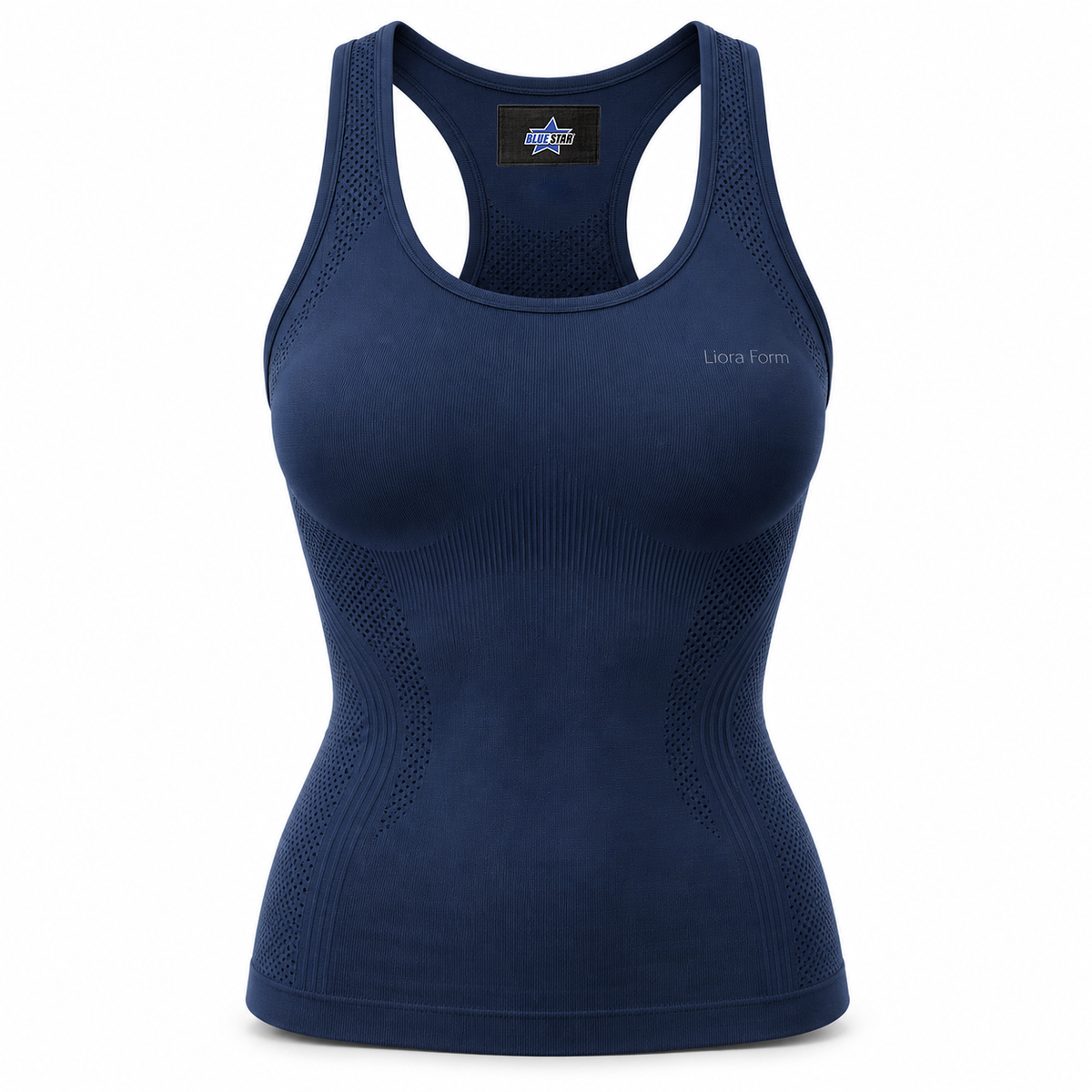 Custom Manufactured Engineered Seamless Knit Training Shirt - Navy & Light Grey