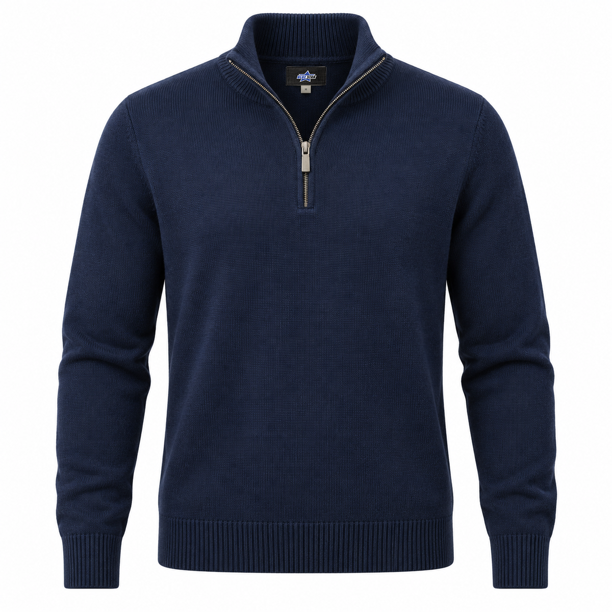 Custom Manufactured Fine Gauge Knitwear Sweater - Light Grey & Navy