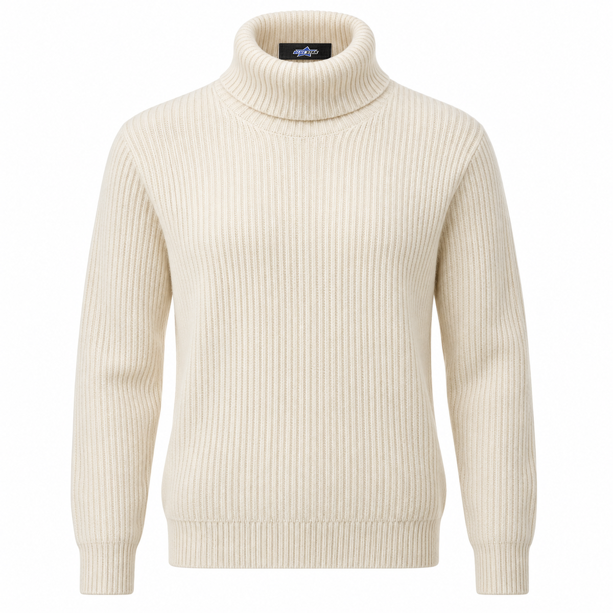 Custom Manufactured Fine Gauge Knitwear Sweater - Tan & White