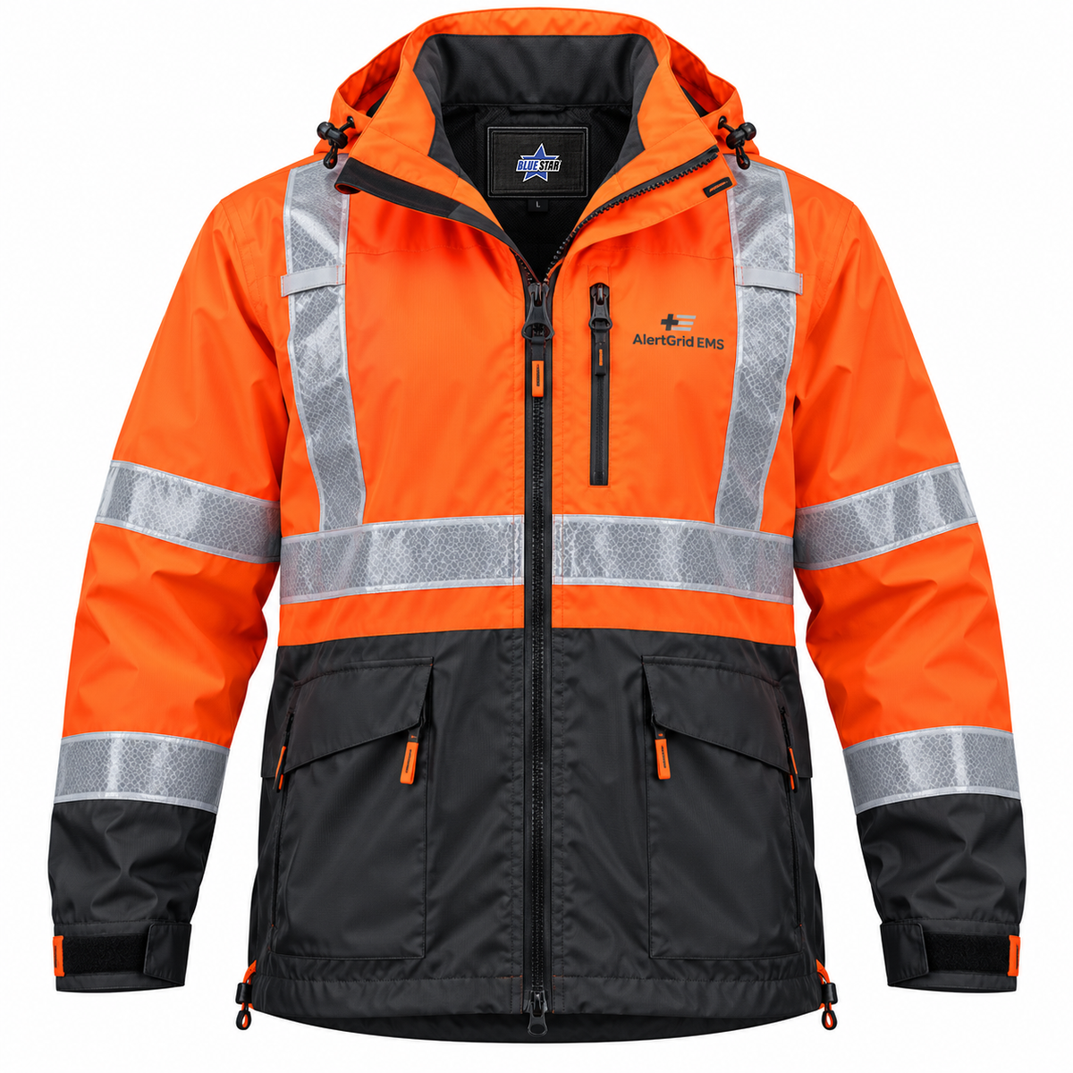 Custom Manufactured First Responder High-Visibility Emergency Parka - Orange & Grey