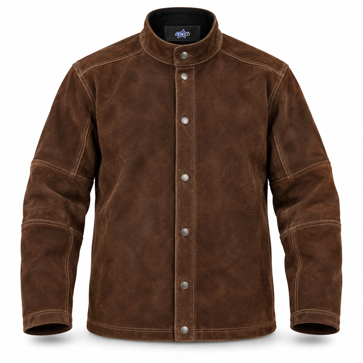 Custom Manufactured Split Cowhide Heat-Resistant Welder Jacket - Orange & Light Grey