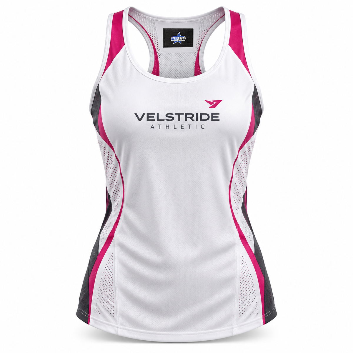 Custom Manufactured Track & Field Athletic Performance Top - Pink & White