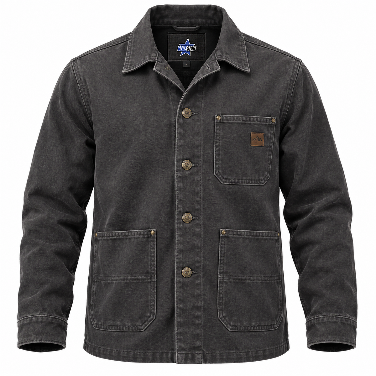 Custom Manufactured Heavy-Duty Canvas Field Utility Jacket - Charcoal & Grey
