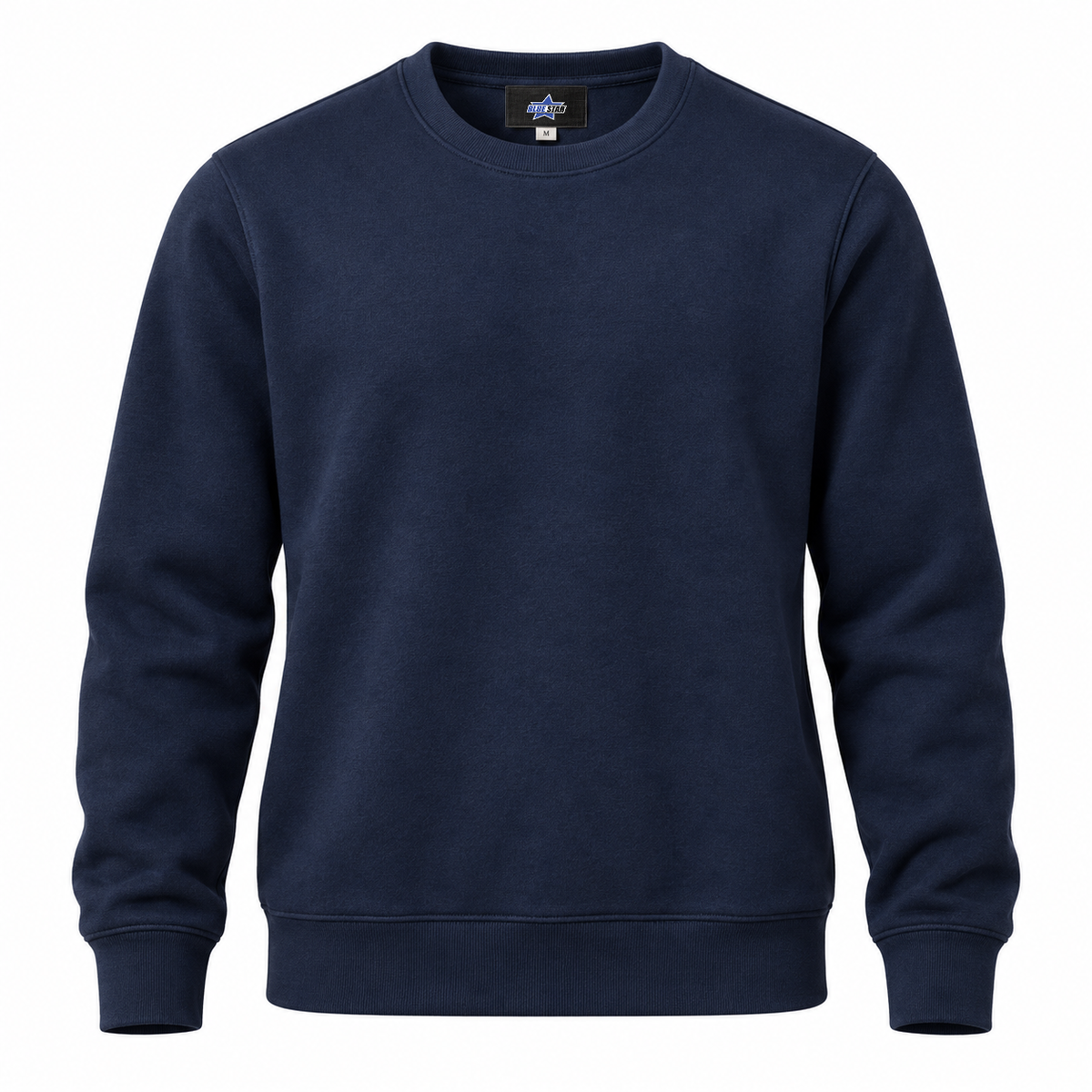 Custom Manufactured Heavyweight Brushed Fleece Crewneck Top - Navy & Light Grey
