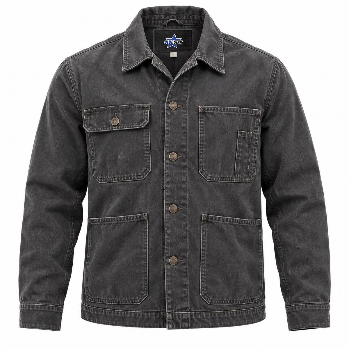Custom Manufactured Heavy Industrial Workwear Utility Shirt - Grey & Charcoal