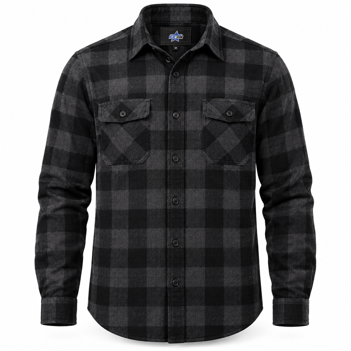 Custom Manufactured Yarn-Dyed Fine Woven Button-Down Shirt - Charcoal & Black
