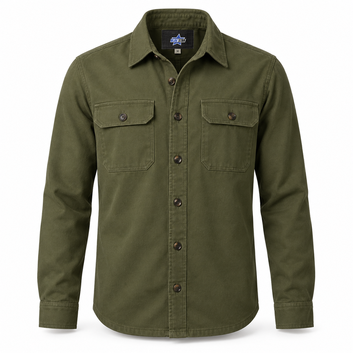 Custom Manufactured Yarn-Dyed Fine Woven Button-Down Shirt - Light Grey & Gold