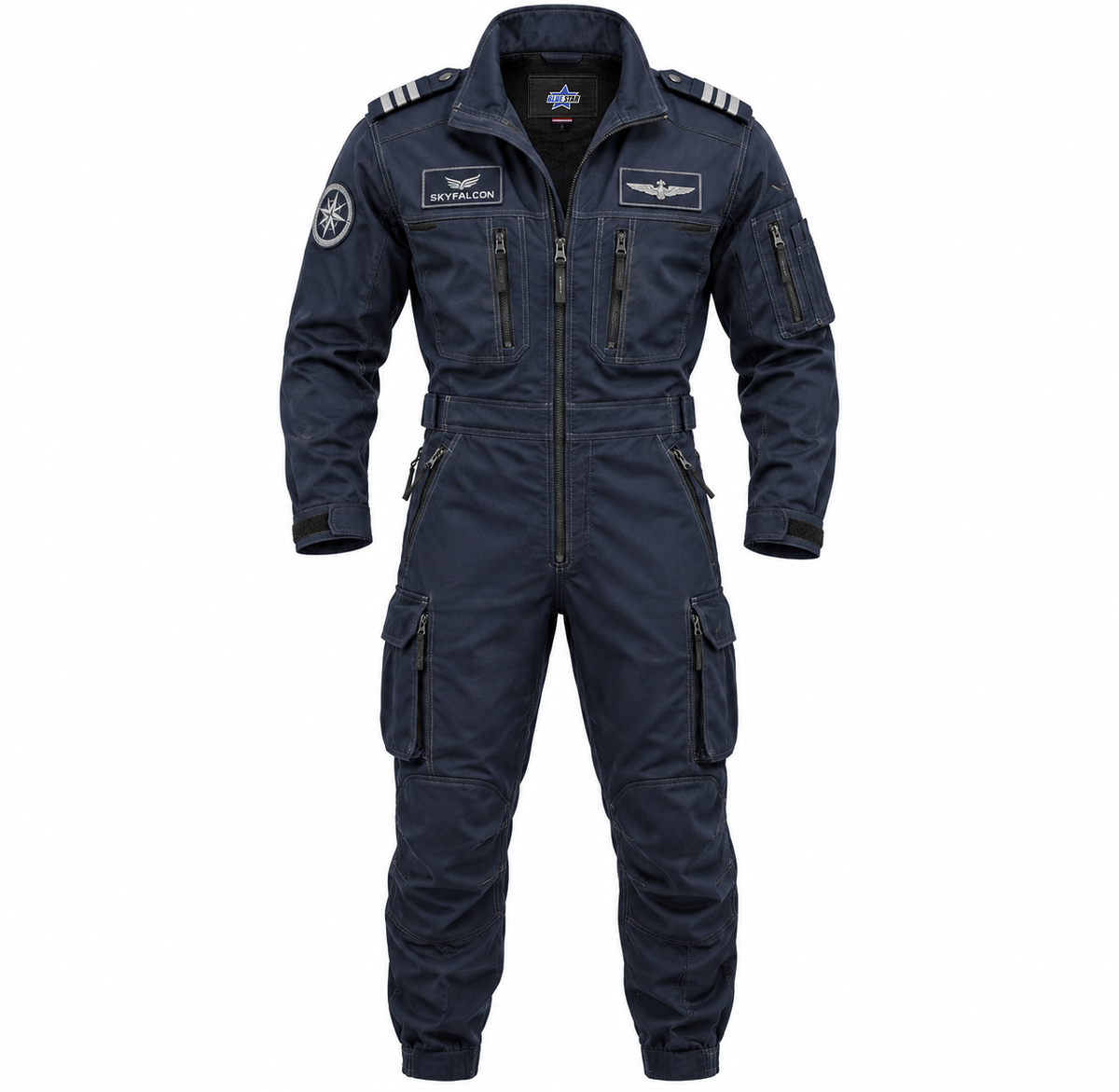 Custom Manufactured Skyfalcon Tactical Aviator Pilot Flight Suit - Light Grey & Navy