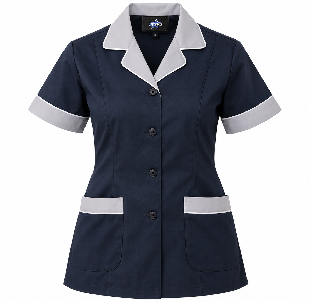 Custom Manufactured Hotel Housekeeping Service Tunics & Uniform - Navy & Light Grey