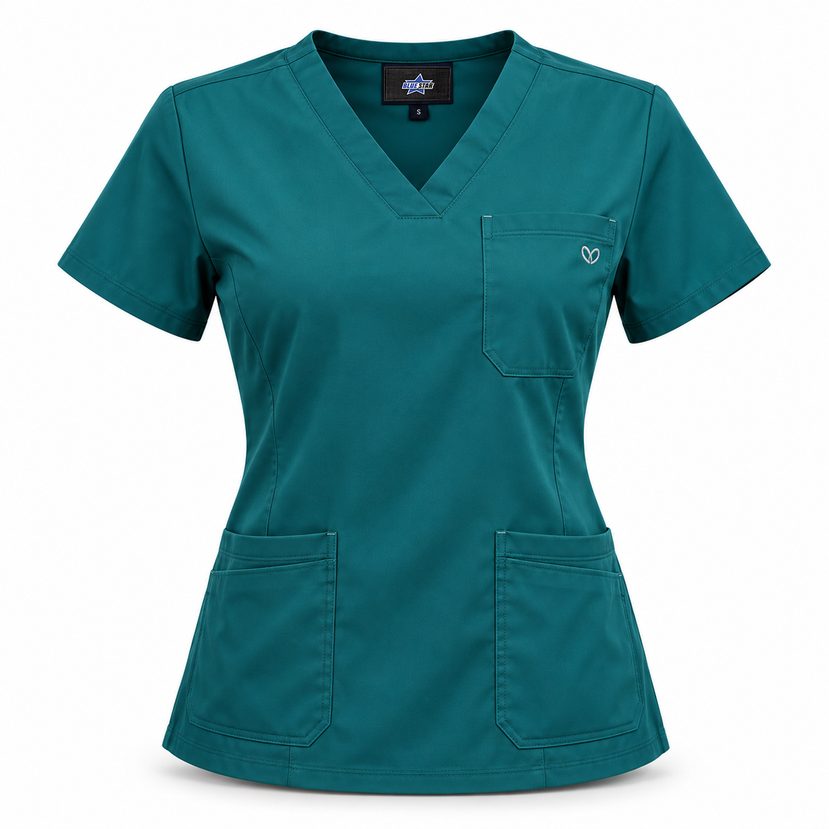 Custom Manufactured Healthcare Clinical Scrub Top & Medical Attire - Teal & White