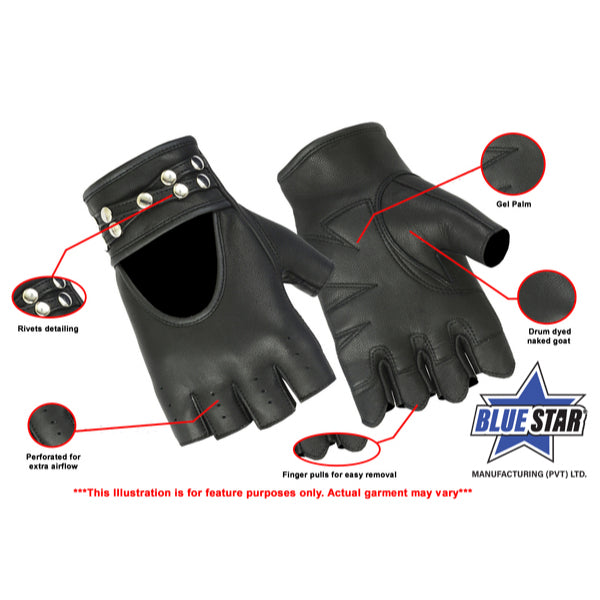 BSM3501 Women's Fingerless Glove with Rivets Detailing