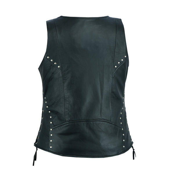 BSM2527 Women's Open neck Vest with Lacing Details