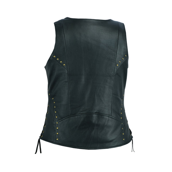 BSM2526 Women's Zippered Vest with Lacing Details