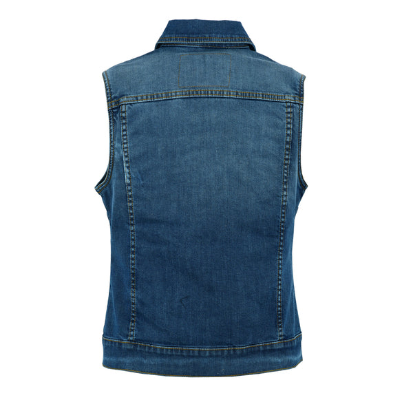 BSM2532 Women's Blue Denim Snap Front Vest