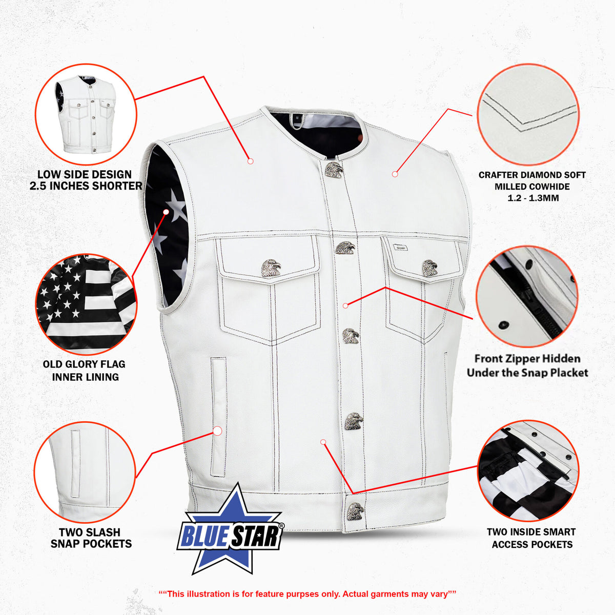 BSM4625 Glory Ride - Men’s Motorcycle Leather Vest