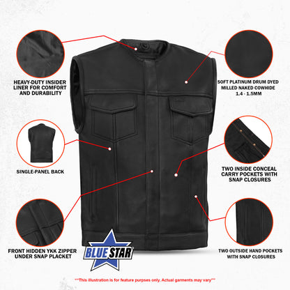 BSM4599 Upgraded Style Gun Pockets, Hidden Gun Metal Zipper, Bottom Sid