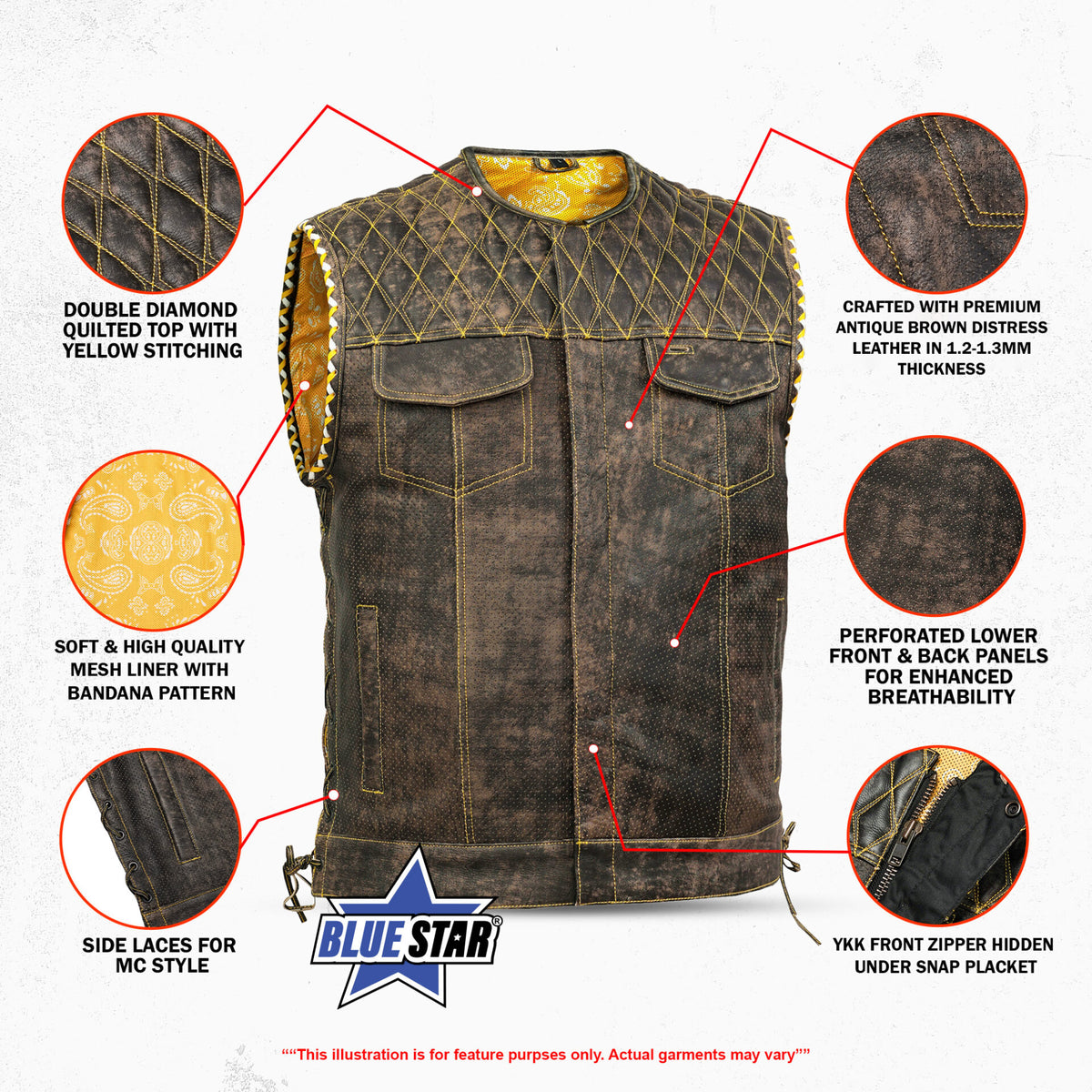 BSM4643 Ironhide Men’s Leather Vest