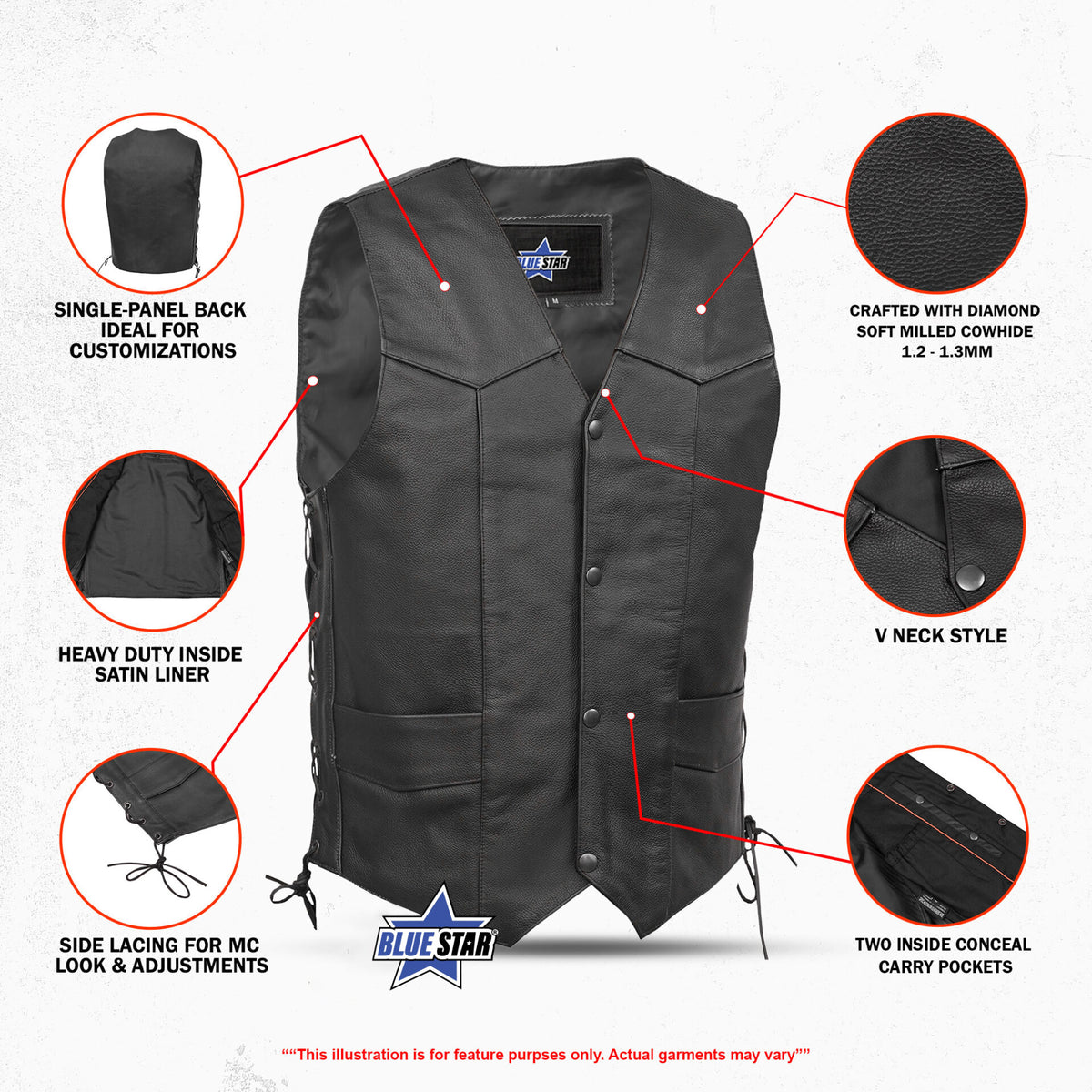 BSM1513 Traditional Single Back Panel Concealed Carry Vest