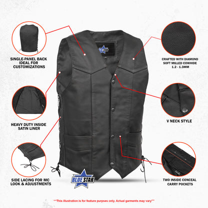 BSM1513 Traditional Single Back Panel Concealed Carry Vest