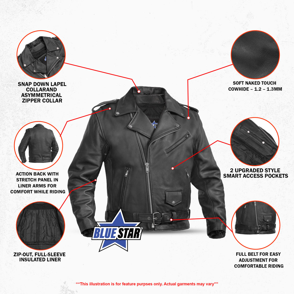 BSM1101 Men's Premium Classic Plain Side Police Style Jacket