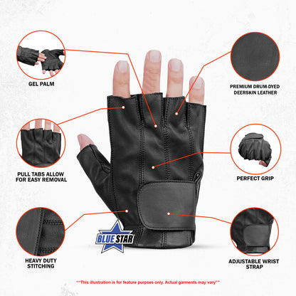 BSM3335 Men's Tough Deer Skin Fingerless Glove