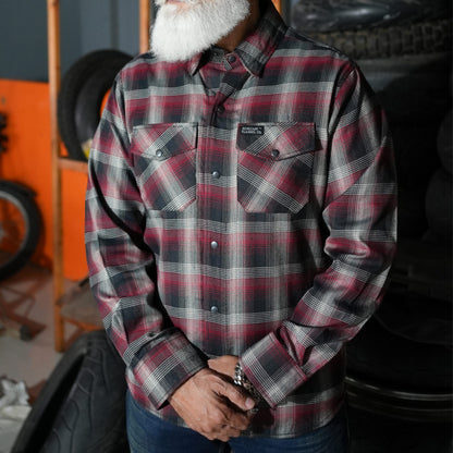 BSM4634 Riveter Men’s Maroon, Black, and White Flannel