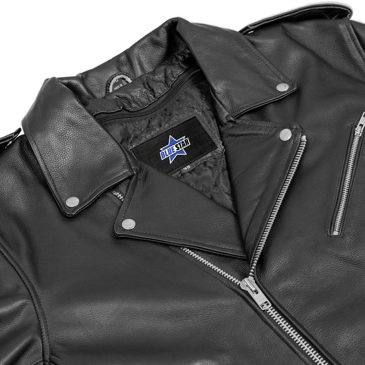 BSM1146 Men's Eagle Embossed Live To Ride - Ride To Live Classic Black Leather Mot