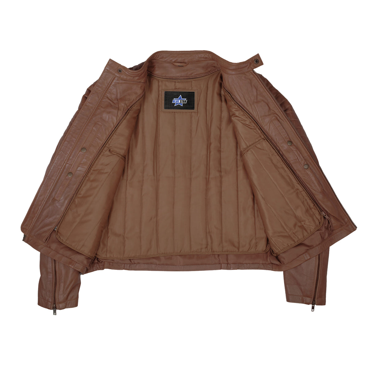 COPPER SLAYER MEN’S SHEEPSKIN LEATHER FASHION JACKET WITH SNAP BUTTON COLLAR