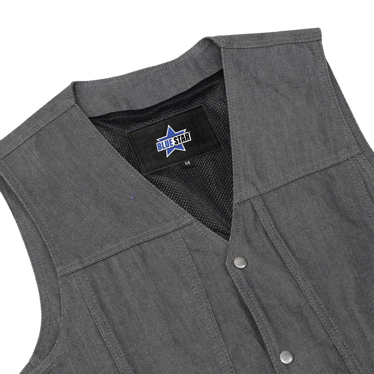 BSM1539 Men's Rough Rub-Off Raw Finish Broken Gray Denim Vest