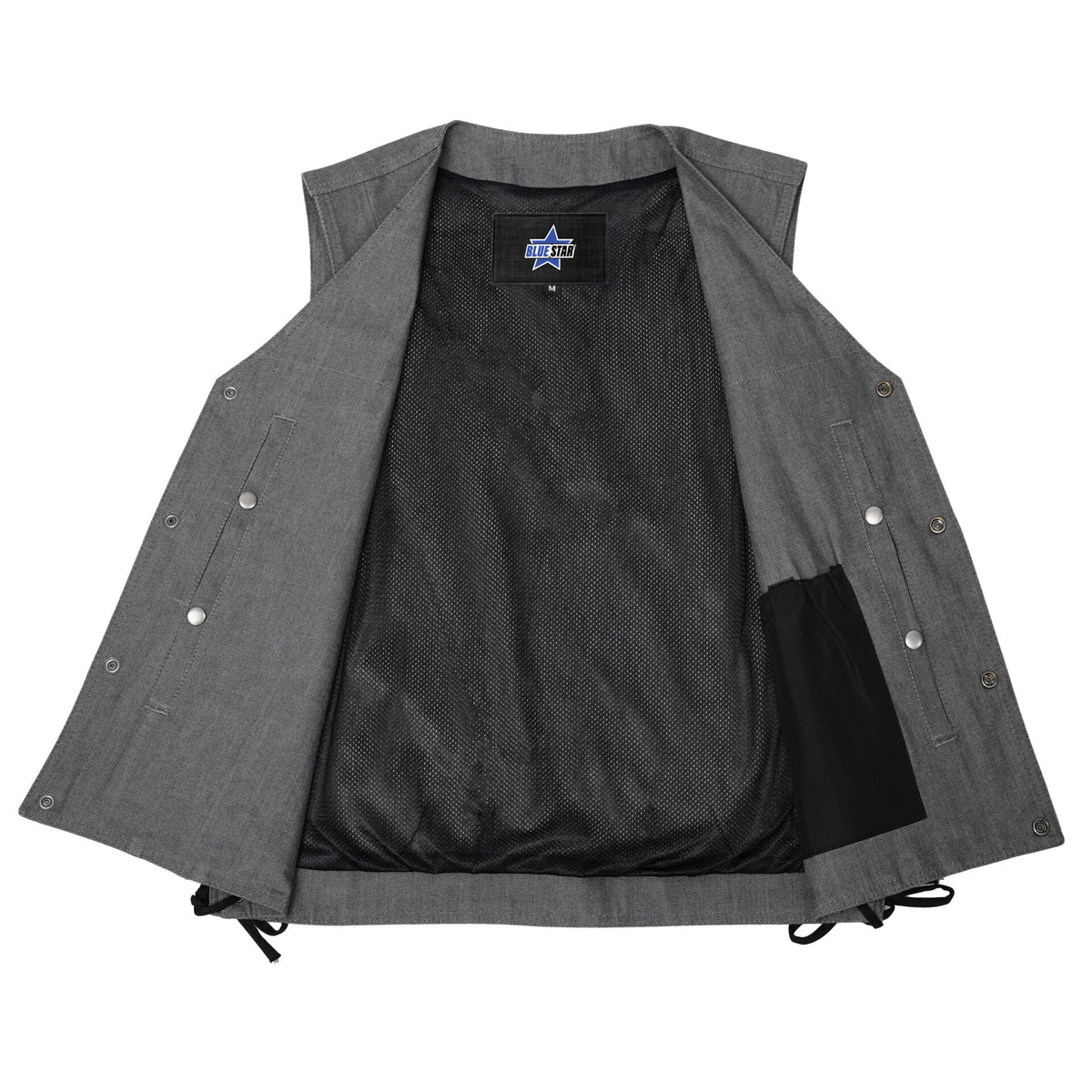 BSM1539 Men's Rough Rub-Off Raw Finish Broken Gray Denim Vest