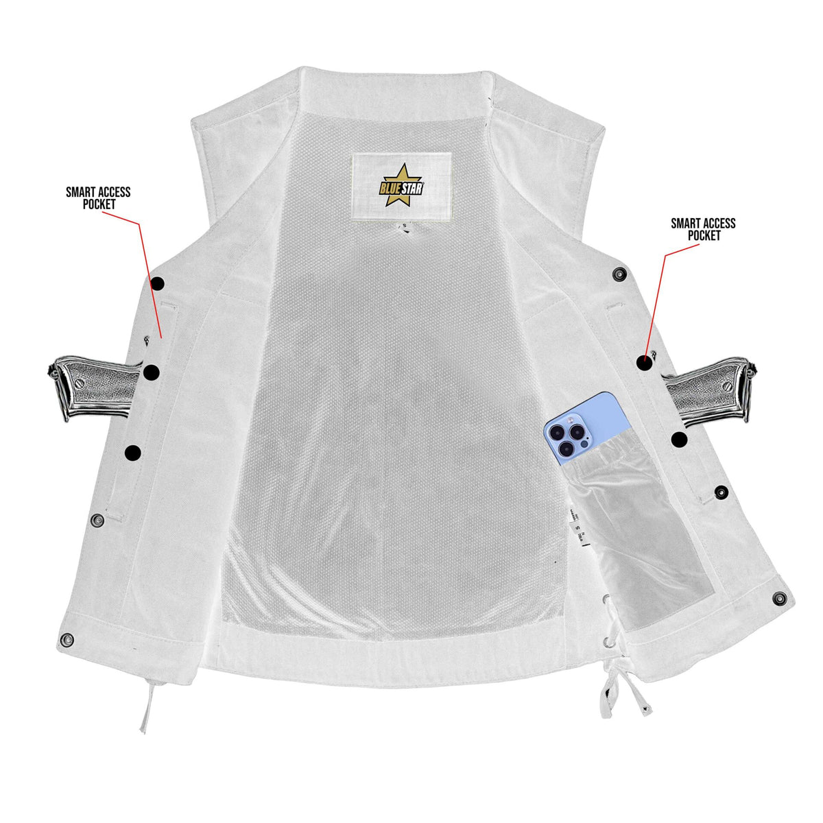 BSM2505 Women's Single Back Panel Concealed Carry Denim Vest