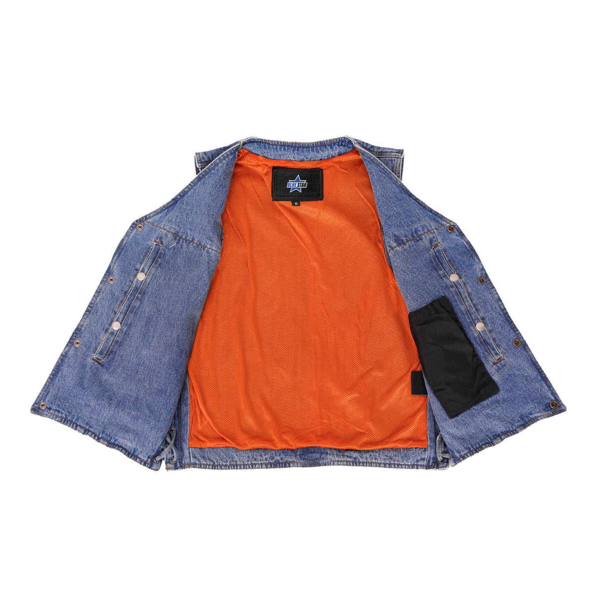 BSM1555 Men's Single Back Panel Concealed Carry Denim Vest