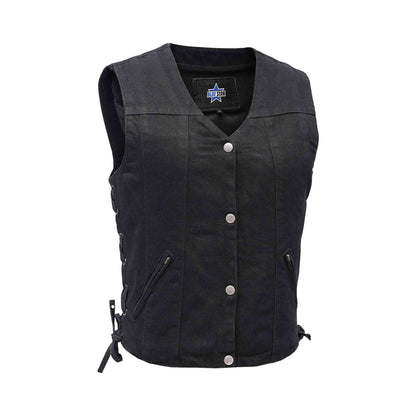 BSM2505 Women's Single Back Panel Concealed Carry Denim Vest