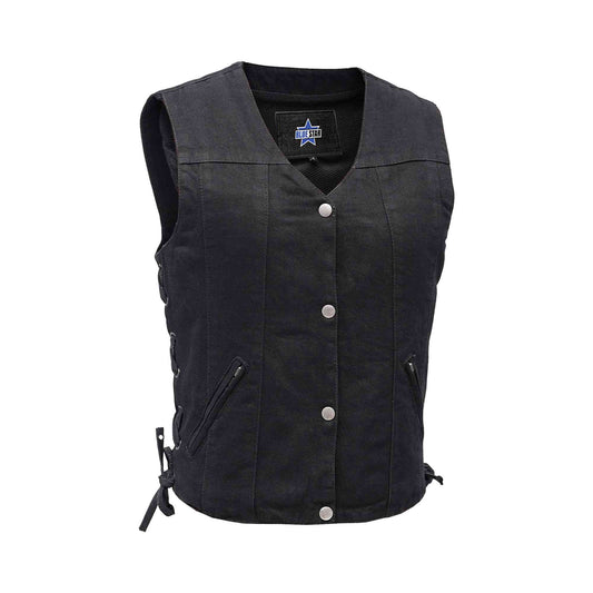 BSM2505 Women's Single Back Panel Concealed Carry Denim Vest