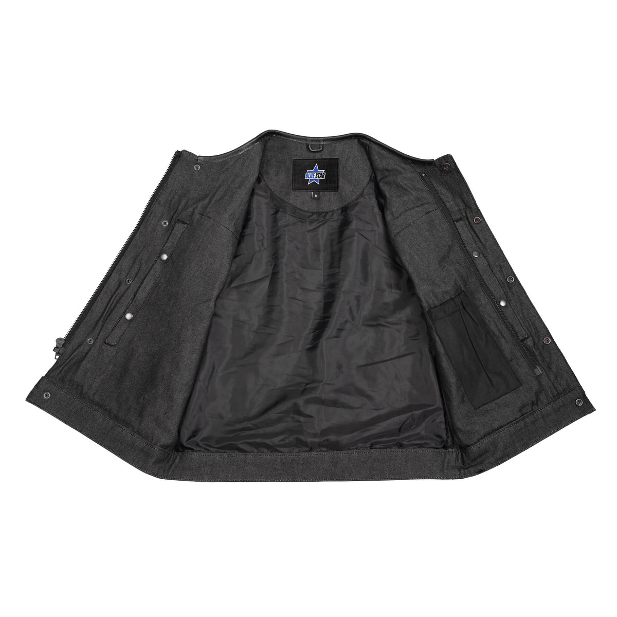 BSM4594 Men's Leather/Denim Combo Vest Without Collar