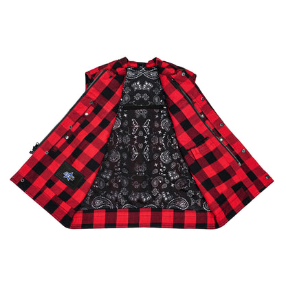 BSM4618 Scarlet Fury Black and Red Flannel Textile Vest