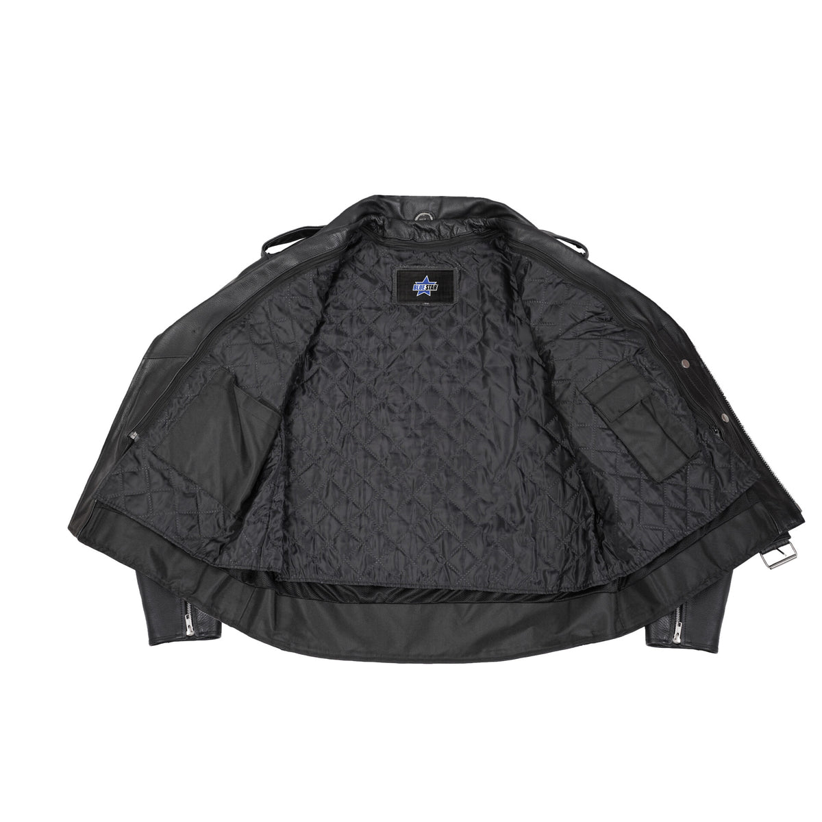 BSM1146 Men's Eagle Embossed Live To Ride - Ride To Live Classic Black Leather Mot