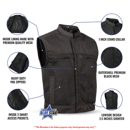 BSM4608 - Blaze Spirit Men’s Motorcycle Mesh Vest