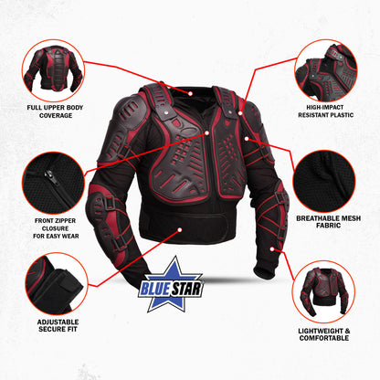 BSM5025 Motorcycle Full Body Armor - CE-2 Level - Red