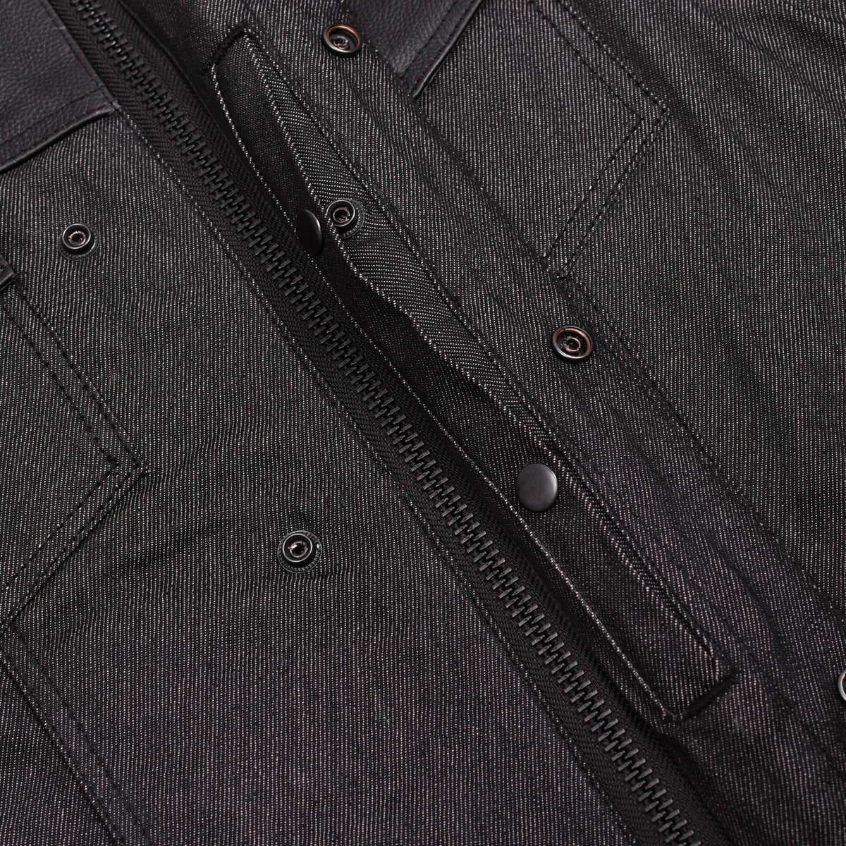 BSM4594 Men's Leather/Denim Combo Vest Without Collar