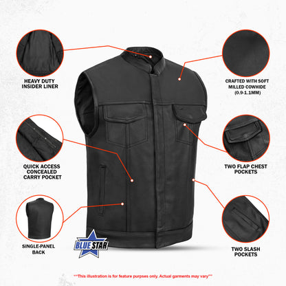 BSM1572 Concealed Snap Closure, Scoop Collar & Hidden Zipper