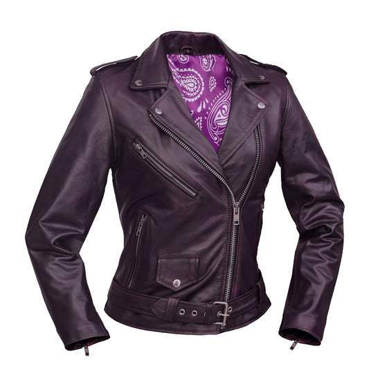 BSM4667 Violet Vixen Women’s Leather Motorcycle Jacket