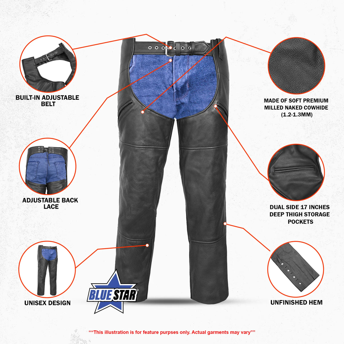BSM3100 Dual Deep Pocket Unisex Chaps