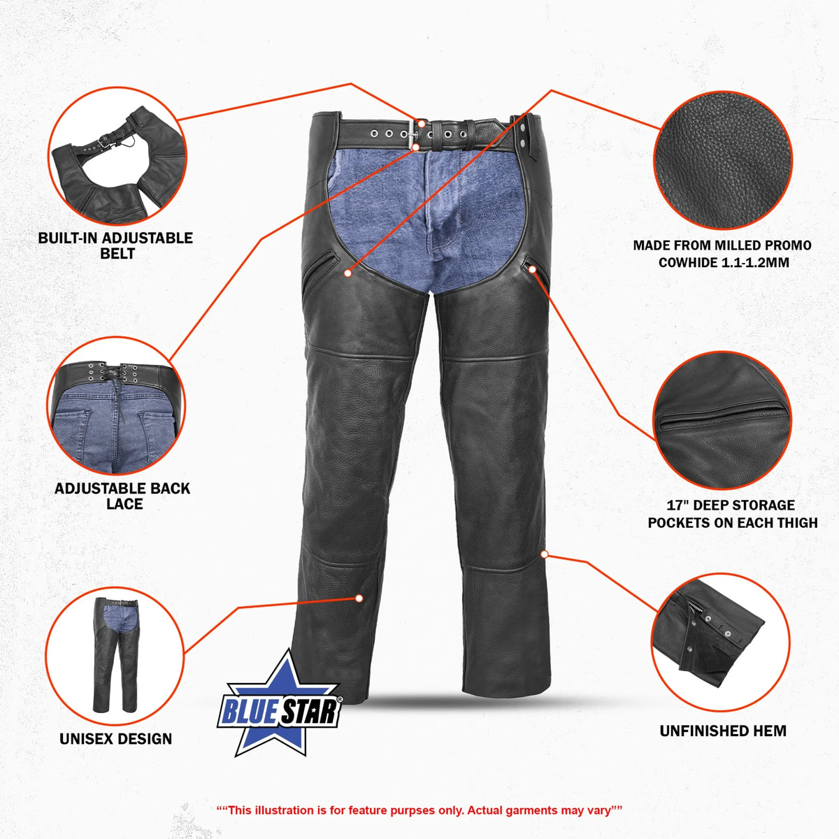 BSM3104 Unisex Economy Double Deep Pocket Chaps