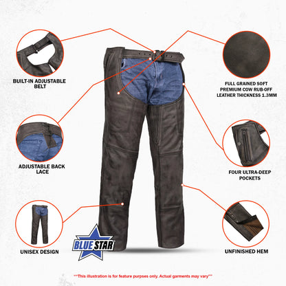 BSM4588 Unisex Four Pockets Insulated Chaps with Stretchable Inner Thigh