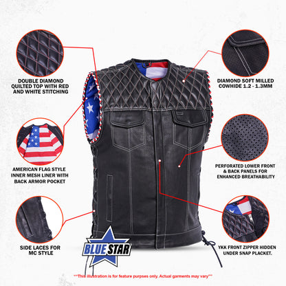 BSM4632 Throtlex Men’s Leather Vest